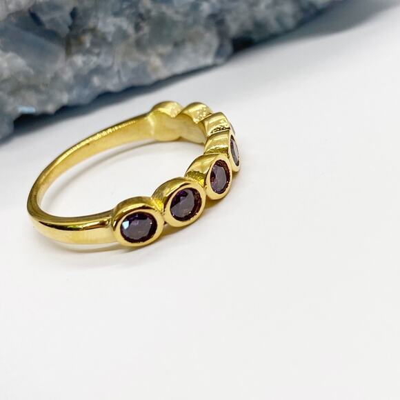 NEW Gold & Purple Zirconium Gemstone Statement Ring - Picture 14 of 16